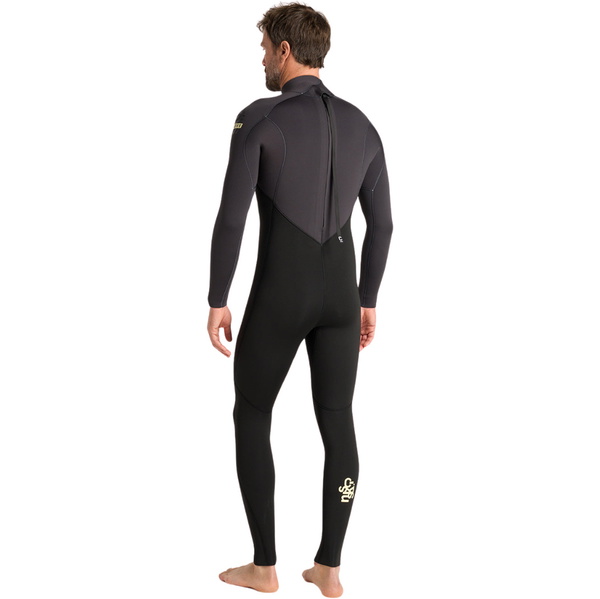 2026 C-Skins Mens Nuwave Legend 4/3mm Back Zip Wetsuit C-NLE43MBZ - Black / Meteor / C.Yellow